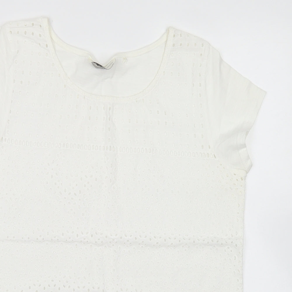 NEXT Womens White  Cotton Basic T-Shirt Size 12 Crew Neck