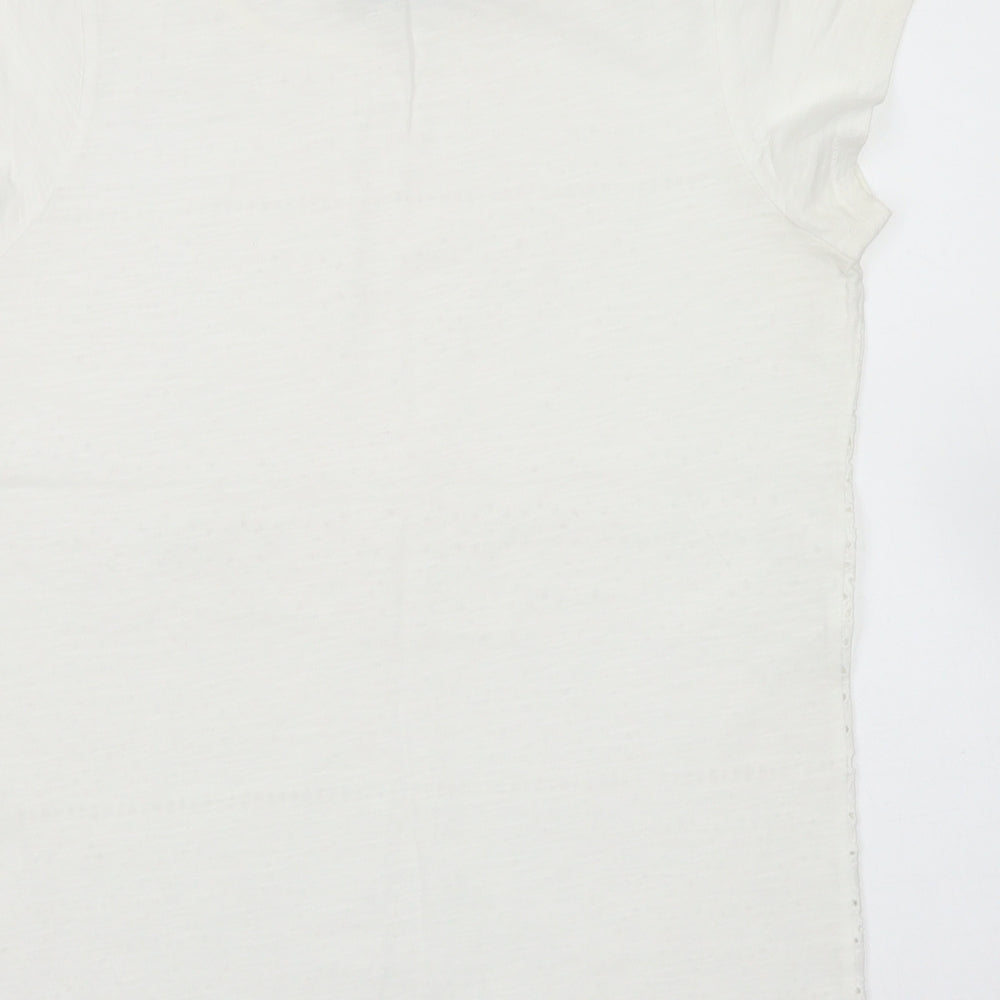 NEXT Womens White  Cotton Basic T-Shirt Size 12 Crew Neck
