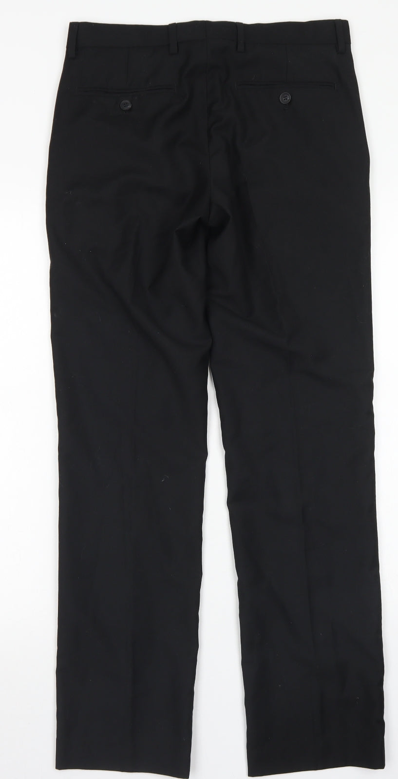 Topman Mens Black  Polyester Dress Pants Trousers Size 30 in L29 in Regular Hook & Eye