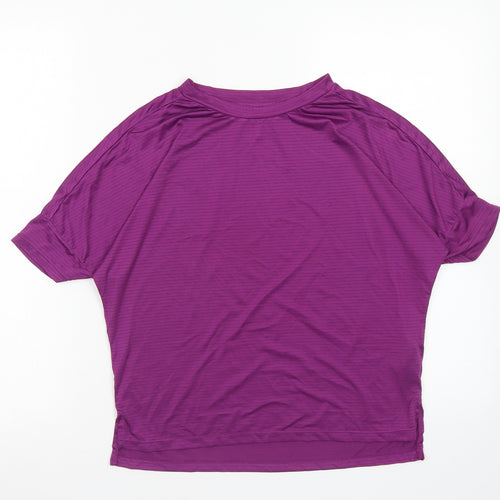 Workout Womens Purple  Polyester Basic T-Shirt Size 2XS Round Neck