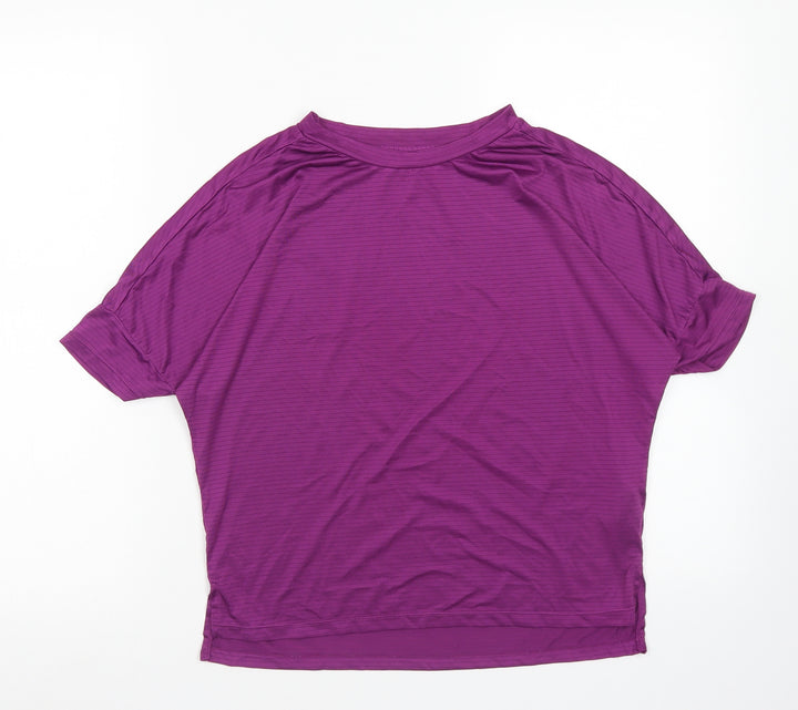 Workout Womens Purple Polyester Basic T-Shirt Size 2XS Round Neck