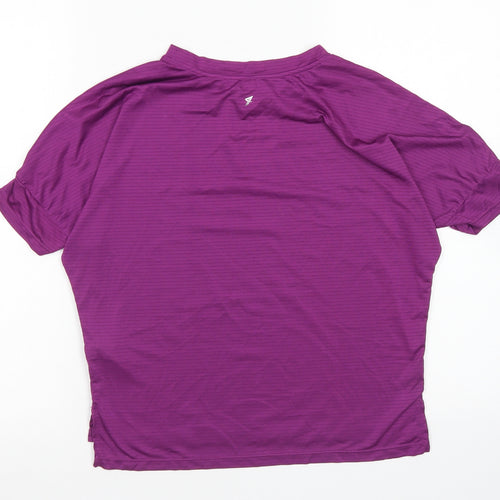 Workout Womens Purple  Polyester Basic T-Shirt Size 2XS Round Neck
