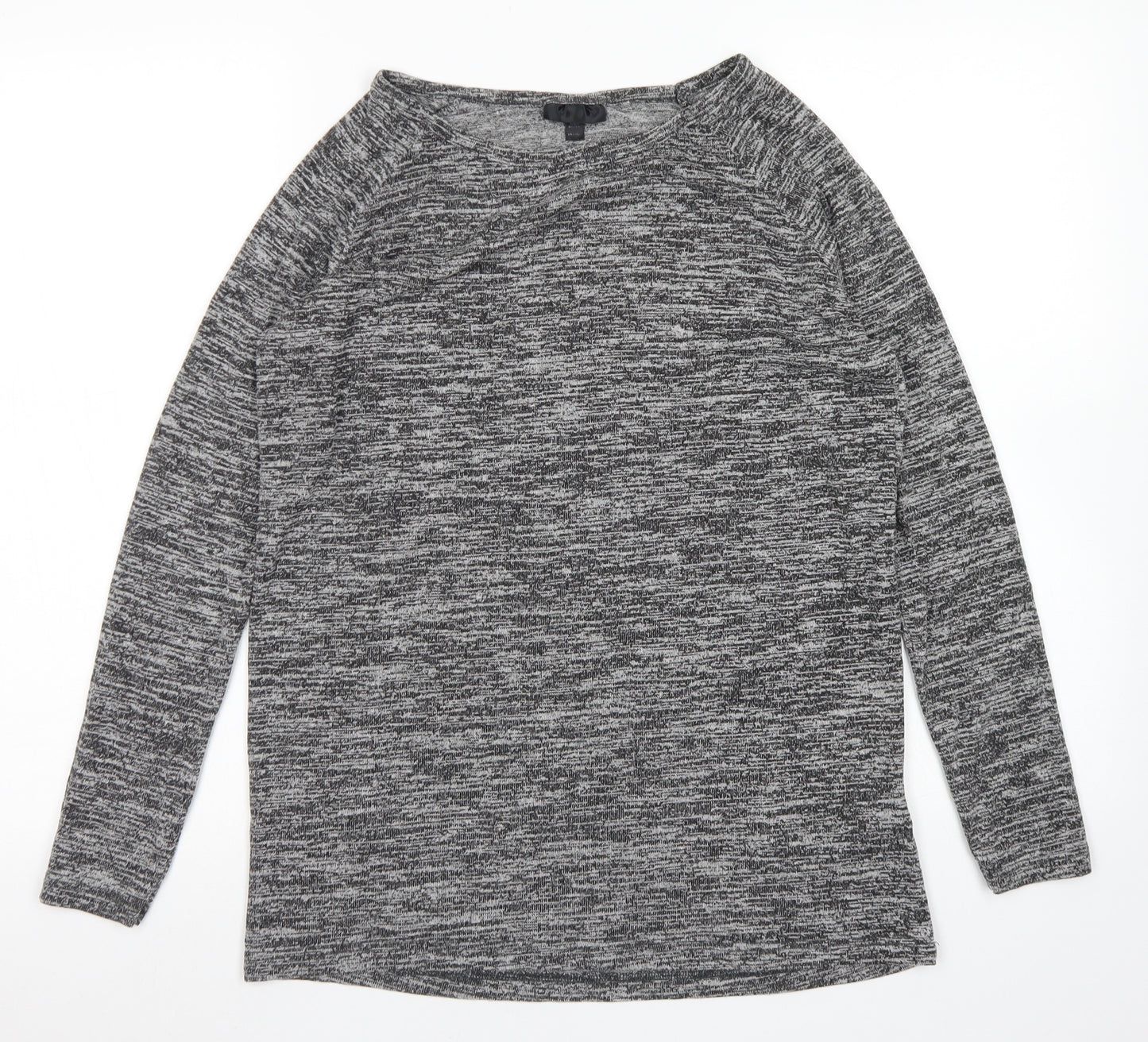 Topshop Womens Grey  Viscose Basic T-Shirt Size 6 Round Neck