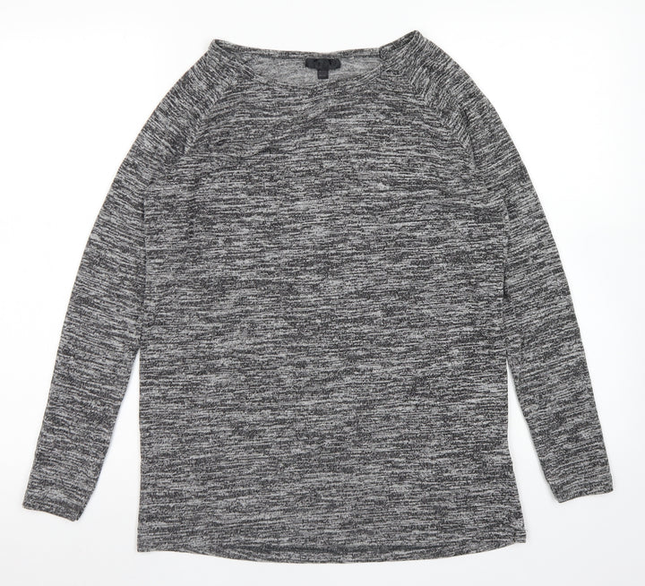 Topshop Womens Grey  Viscose Basic T-Shirt Size 6 Round Neck