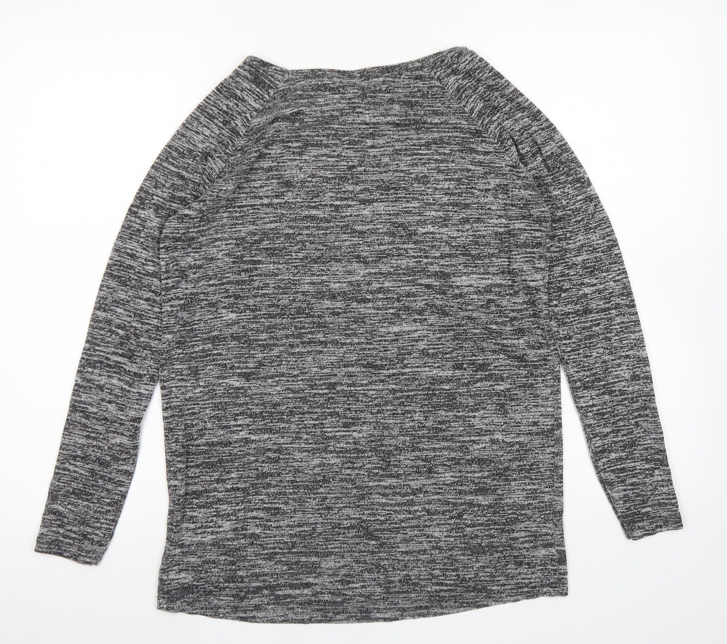 Topshop Womens Grey  Viscose Basic T-Shirt Size 6 Round Neck