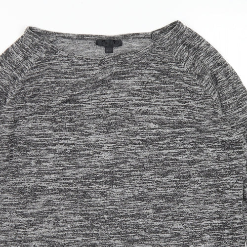 Topshop Womens Grey  Viscose Basic T-Shirt Size 6 Round Neck