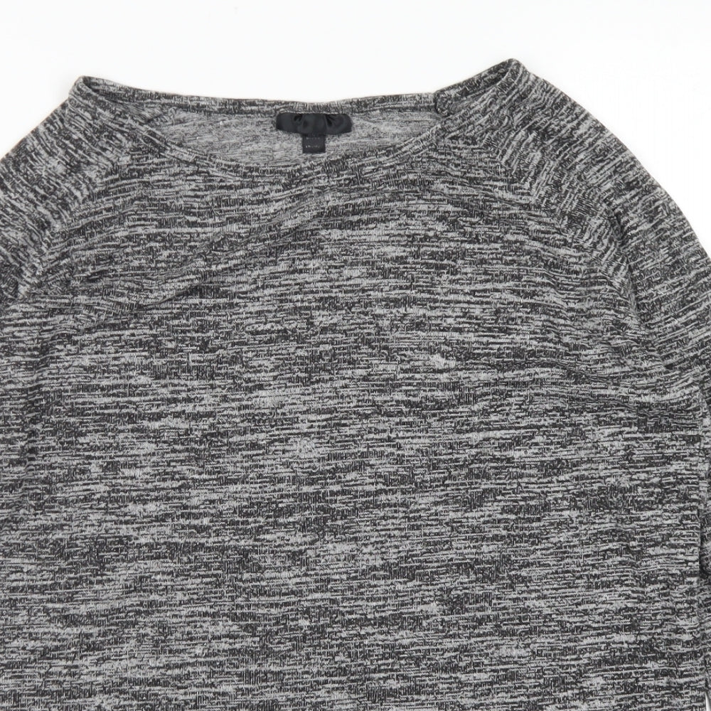 Topshop Womens Grey  Viscose Basic T-Shirt Size 6 Round Neck