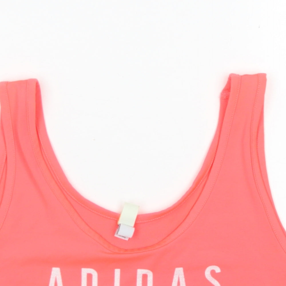 adidas Womens Pink  Polyester Cropped Tank Size M Round Neck