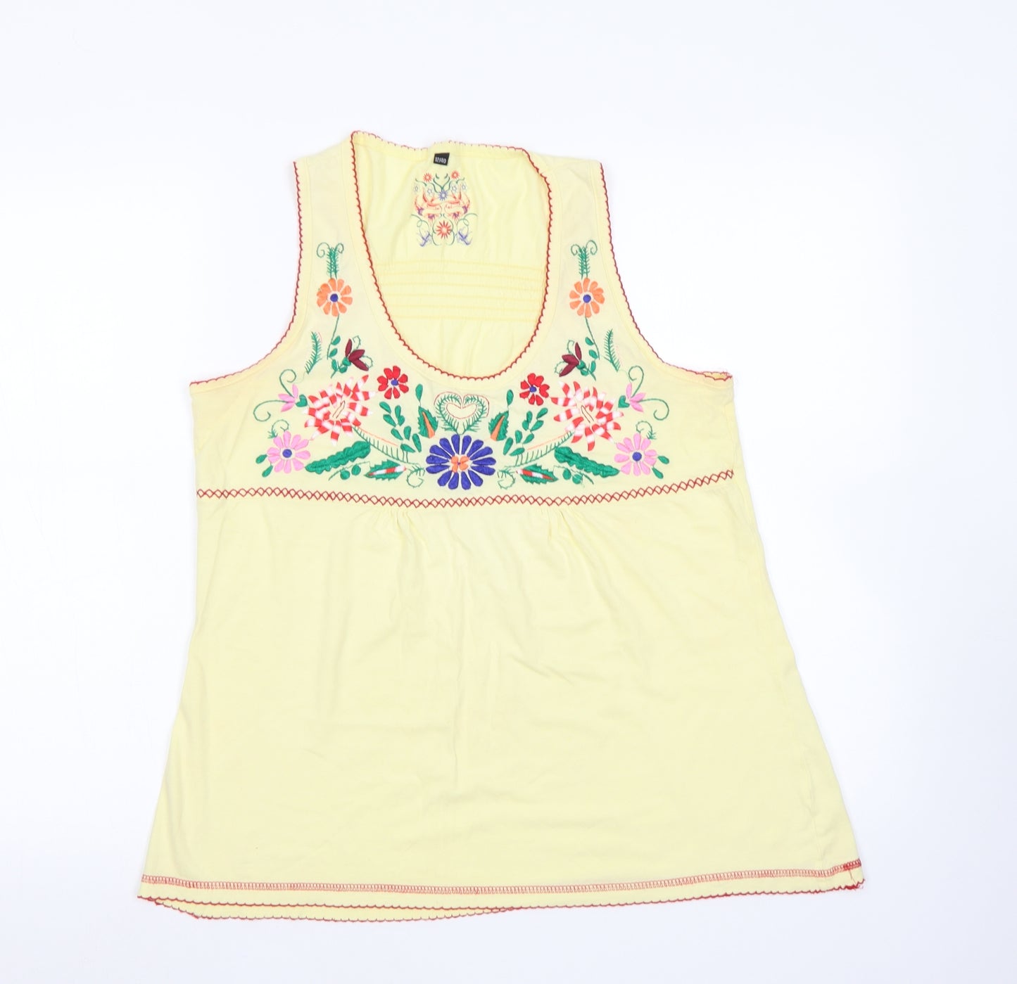 Denim Co Womens Yellow  Cotton Basic Tank Size 12 Round Neck