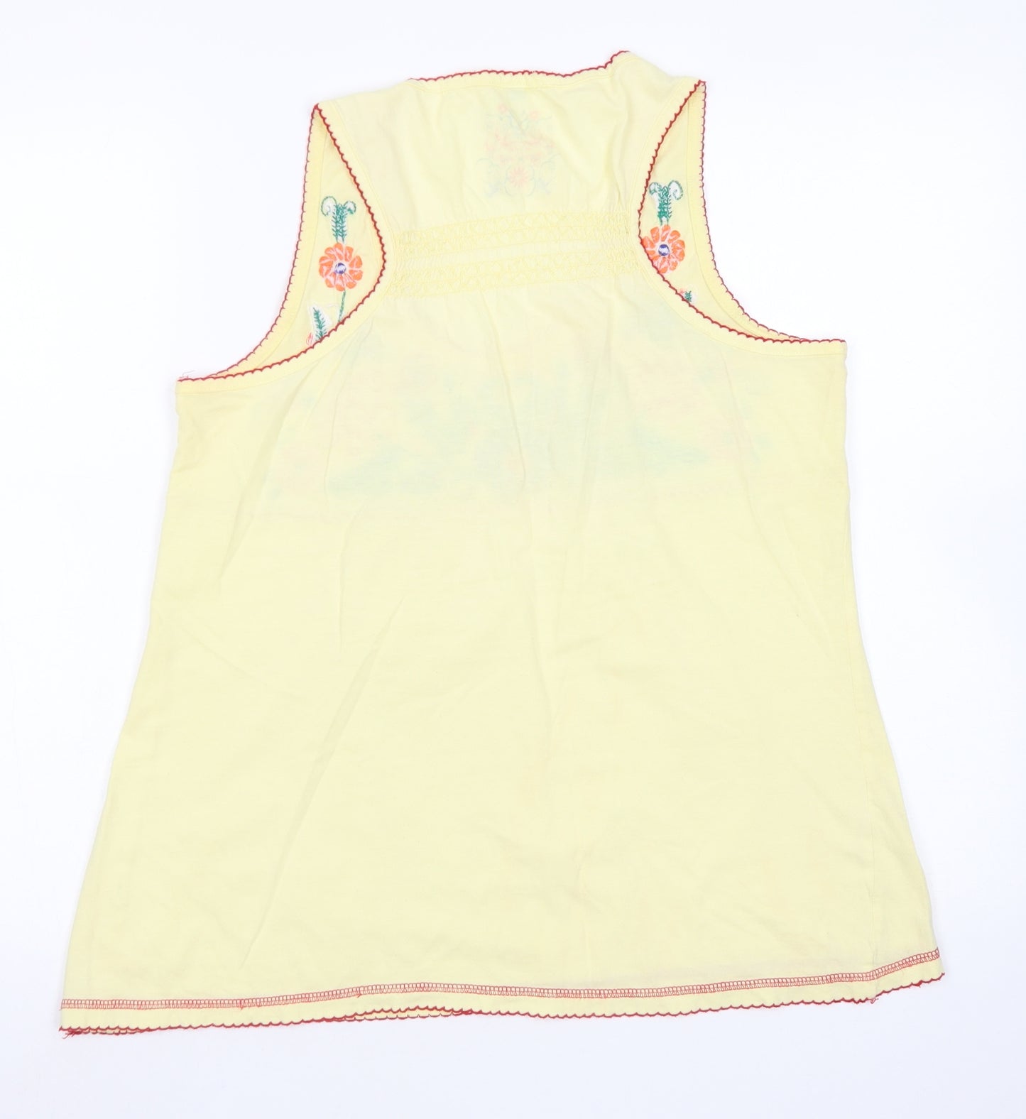 Denim Co Womens Yellow  Cotton Basic Tank Size 12 Round Neck