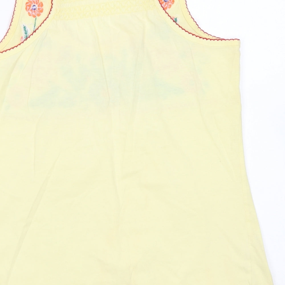 Denim Co Womens Yellow  Cotton Basic Tank Size 12 Round Neck