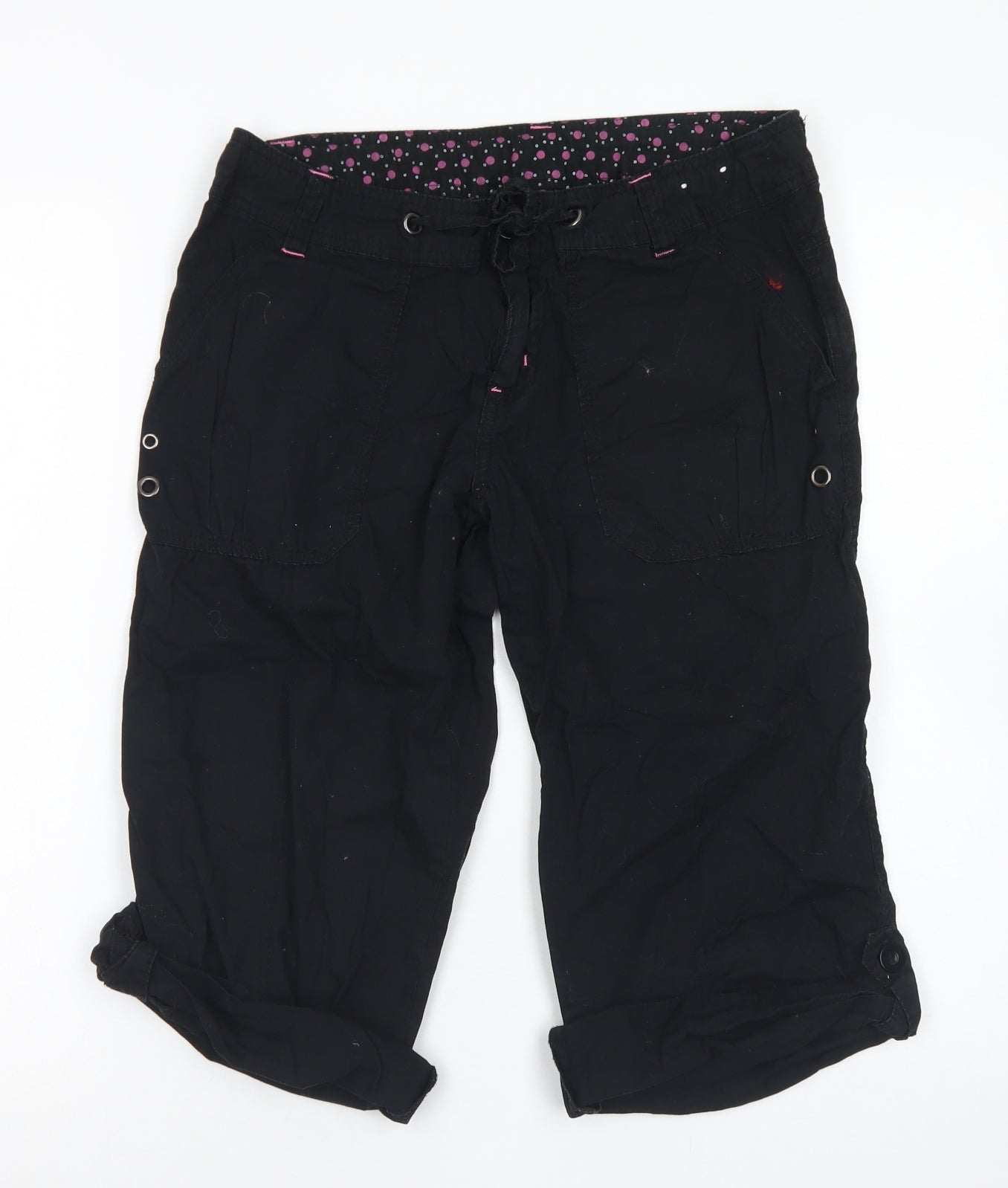 Denim Co Womens Black  Cotton Cargo Shorts Size 20 L14 in Regular Button