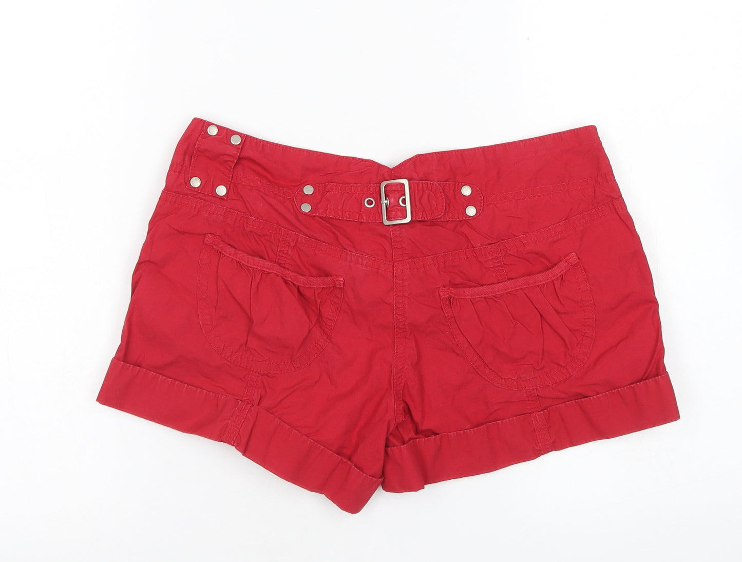 River Island Womens Red  Cotton Hot Pants Shorts Size 8  Regular Button