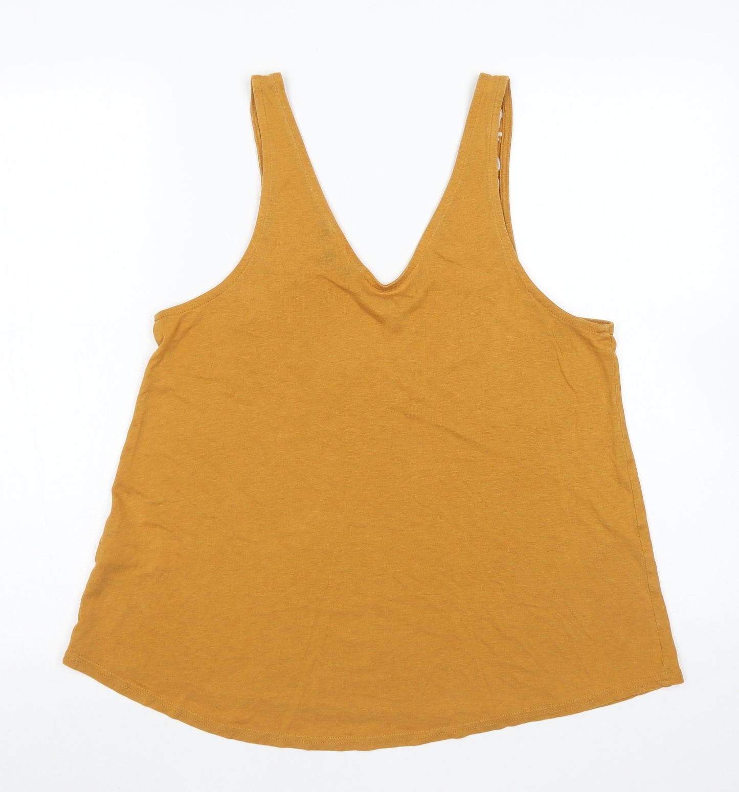 New Look Womens Yellow  Cotton Basic Tank Size 12 V-Neck