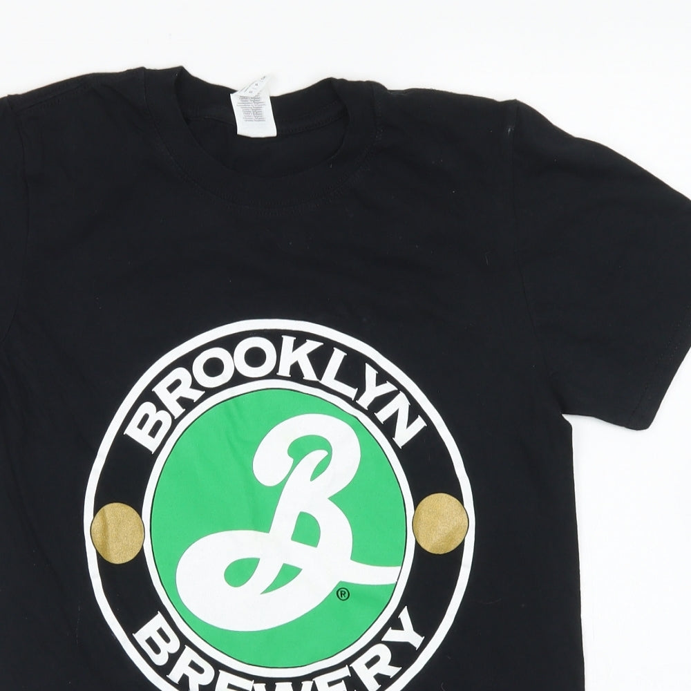 Gildan Mens Black  Cotton  T-Shirt Size S Crew Neck  - Brooklyn Brewery