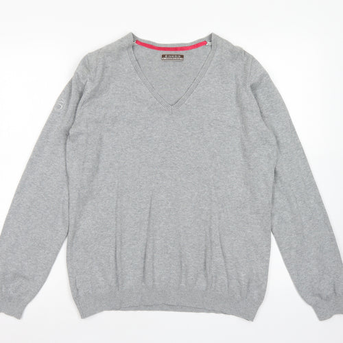 Inesis Womens Grey V-Neck  Cotton Pullover Jumper Size L