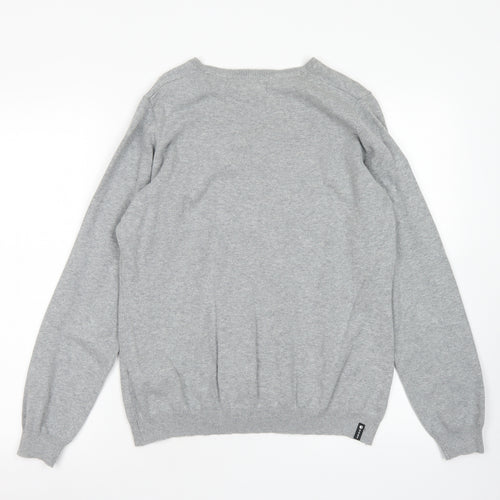 Inesis Womens Grey V-Neck  Cotton Pullover Jumper Size L