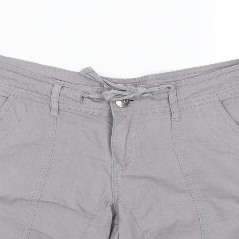 E-vie Womens Grey  Linen Cargo Shorts Size 12 L7 in Regular Button