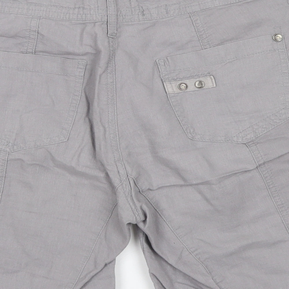 E-vie Womens Grey  Linen Cargo Shorts Size 12 L7 in Regular Button