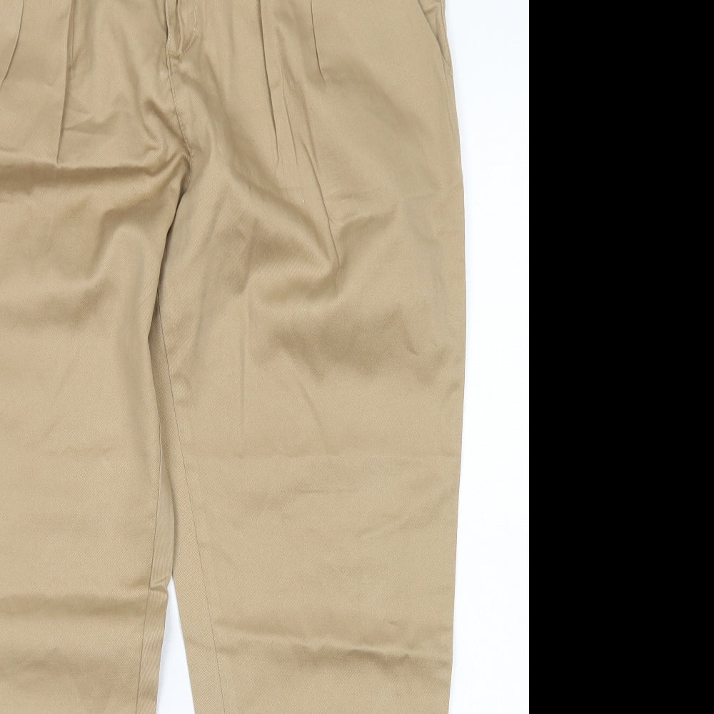 Sakura Womens Brown  Cotton Carrot Trousers Size 12 L27 in Regular Hook & Eye - Paper Bag Waist