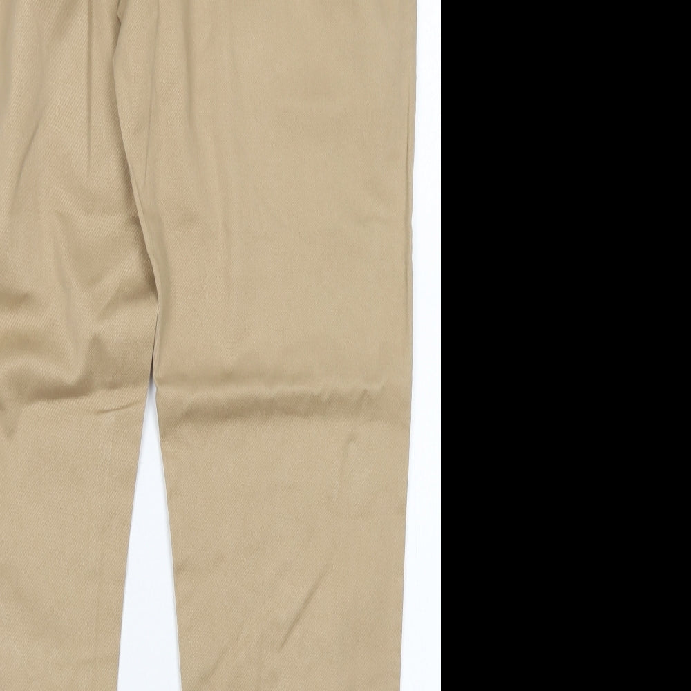 Sakura Womens Brown  Cotton Carrot Trousers Size 12 L27 in Regular Hook & Eye - Paper Bag Waist