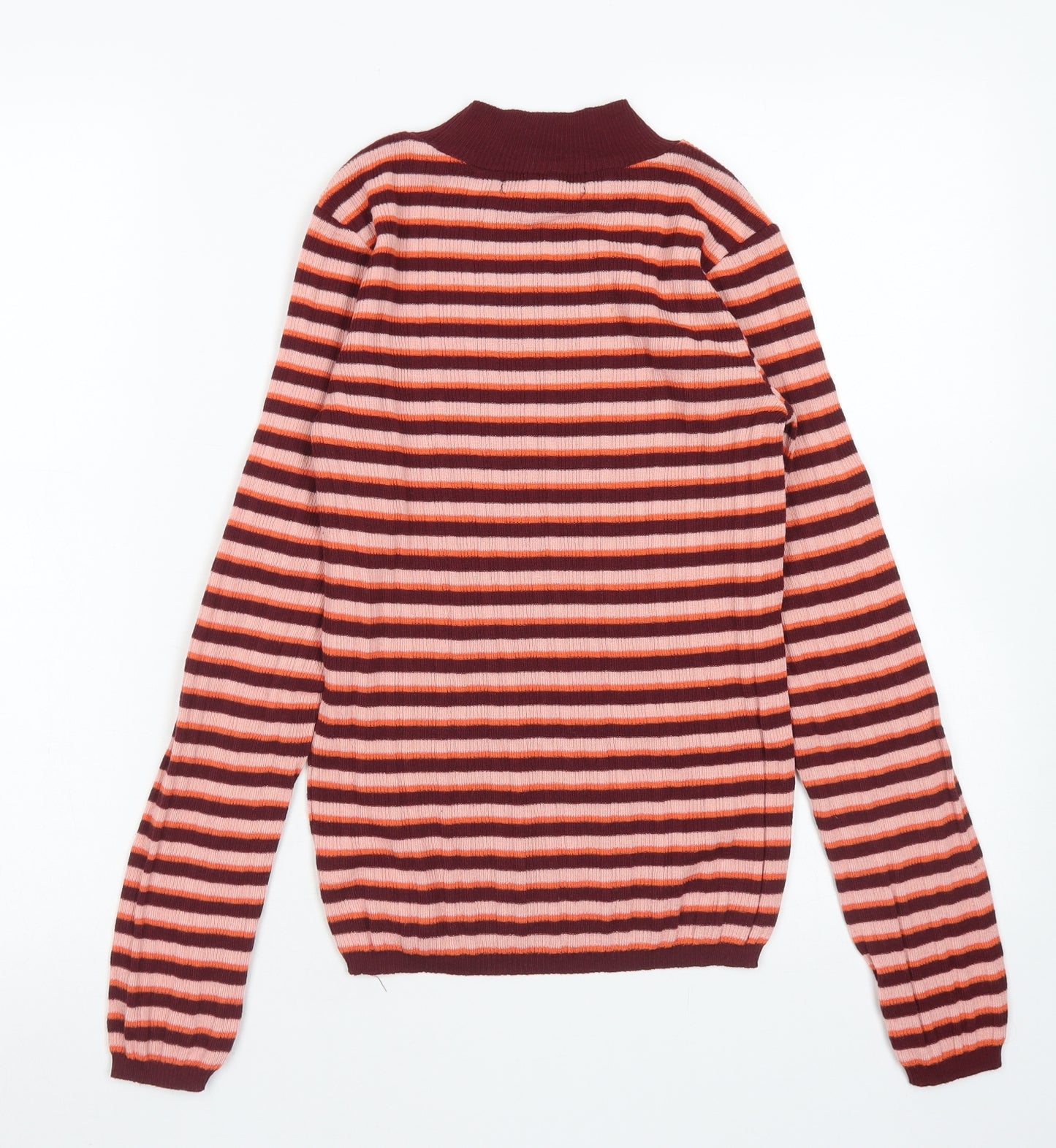 Primark Womens Purple Mock Neck Striped Polyester Pullover Jumper Size S