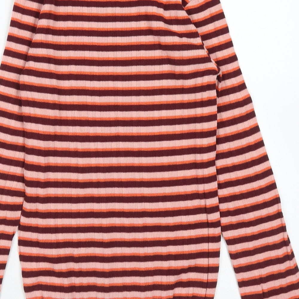 Primark Womens Purple Mock Neck Striped Polyester Pullover Jumper Size S