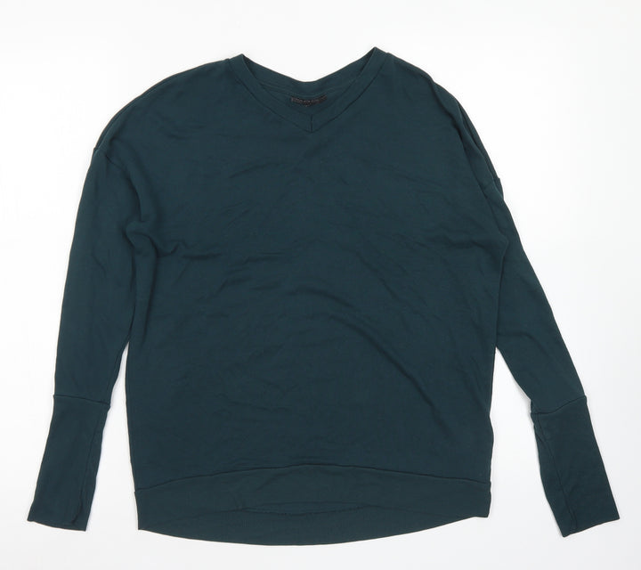 Topshop Womens Green V-Neck Polyester Pullover Jumper Size 8