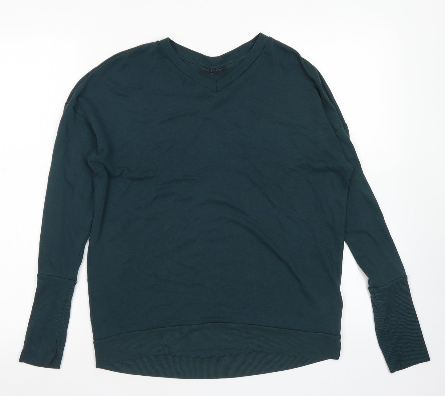 Topshop Womens Green V-Neck  Polyester Pullover Jumper Size 8