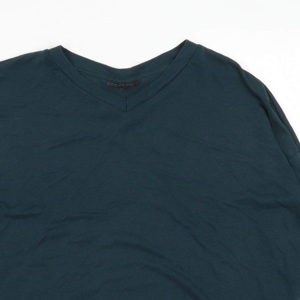 Topshop Womens Green V-Neck  Polyester Pullover Jumper Size 8