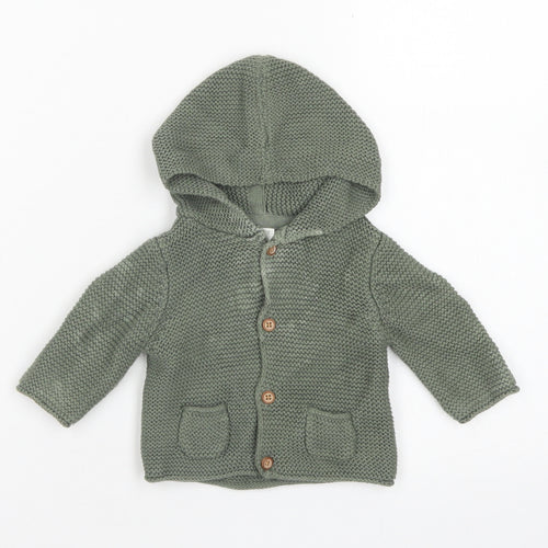 NEXT Boys Green  Cotton Cardigan Jumper Size 0-3 Months  Button - Up to 1 month