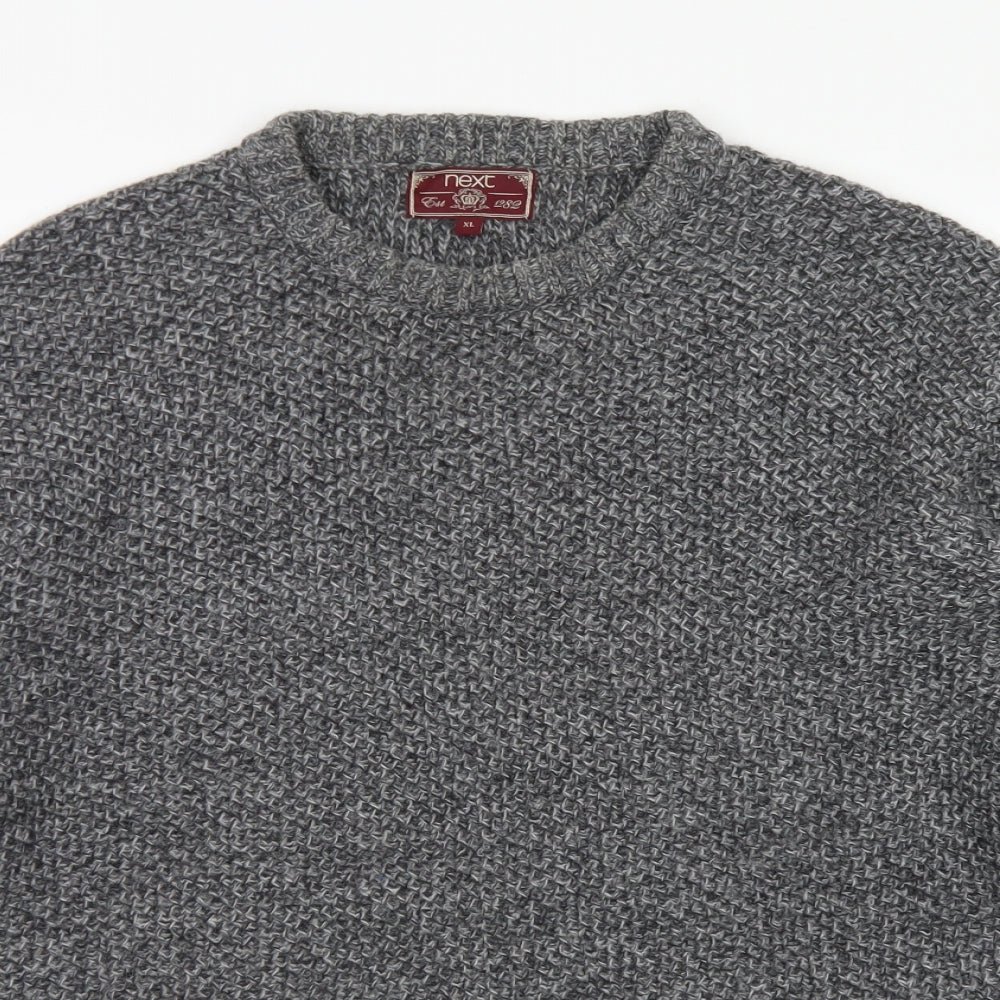 NEXT Mens Grey Crew Neck  Acrylic Pullover Jumper Size XL
