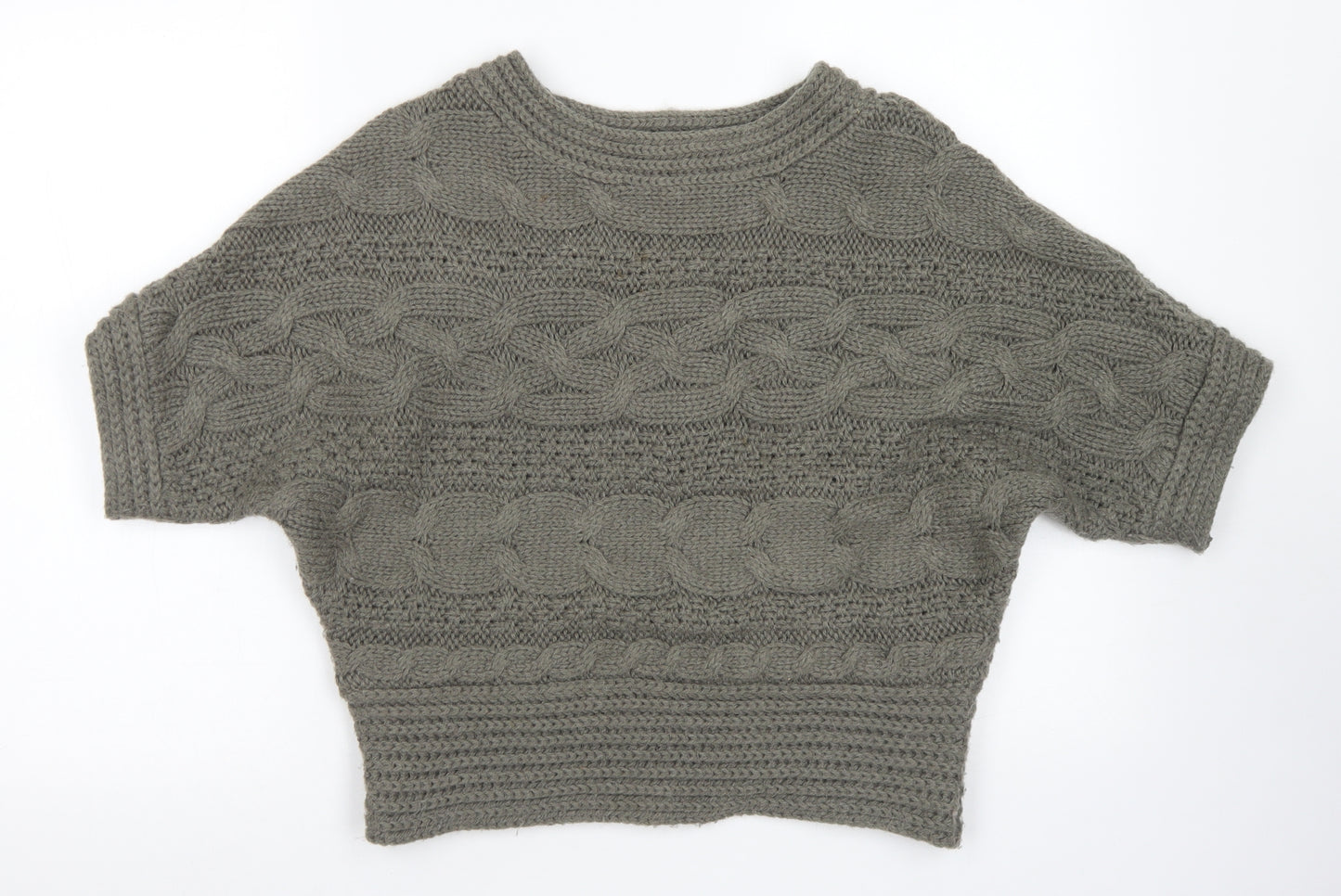 Marks & Spencer Womens Green Round Neck  Acrylic Pullover Jumper Size 14   - Cropped