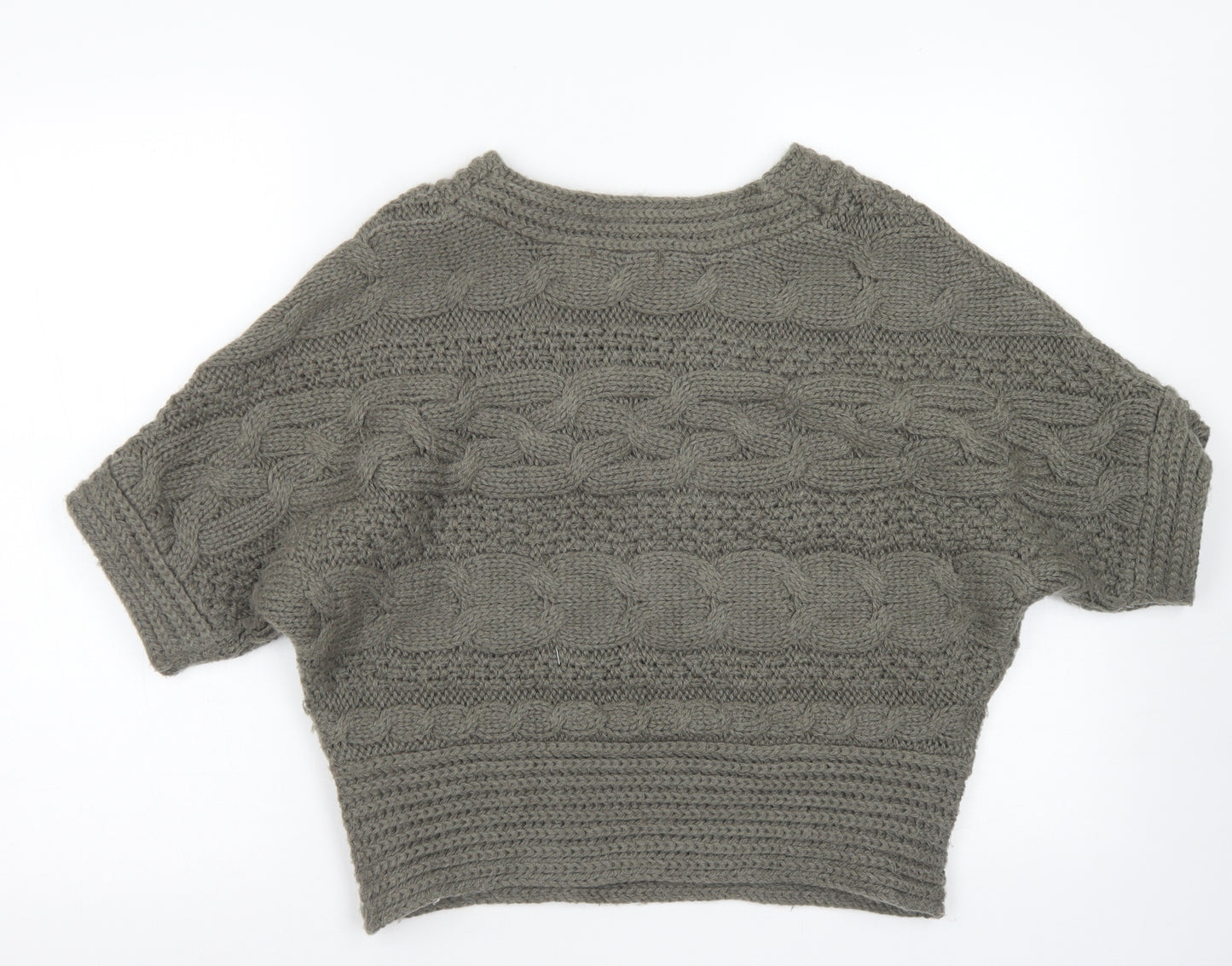 Marks & Spencer Womens Green Round Neck  Acrylic Pullover Jumper Size 14   - Cropped