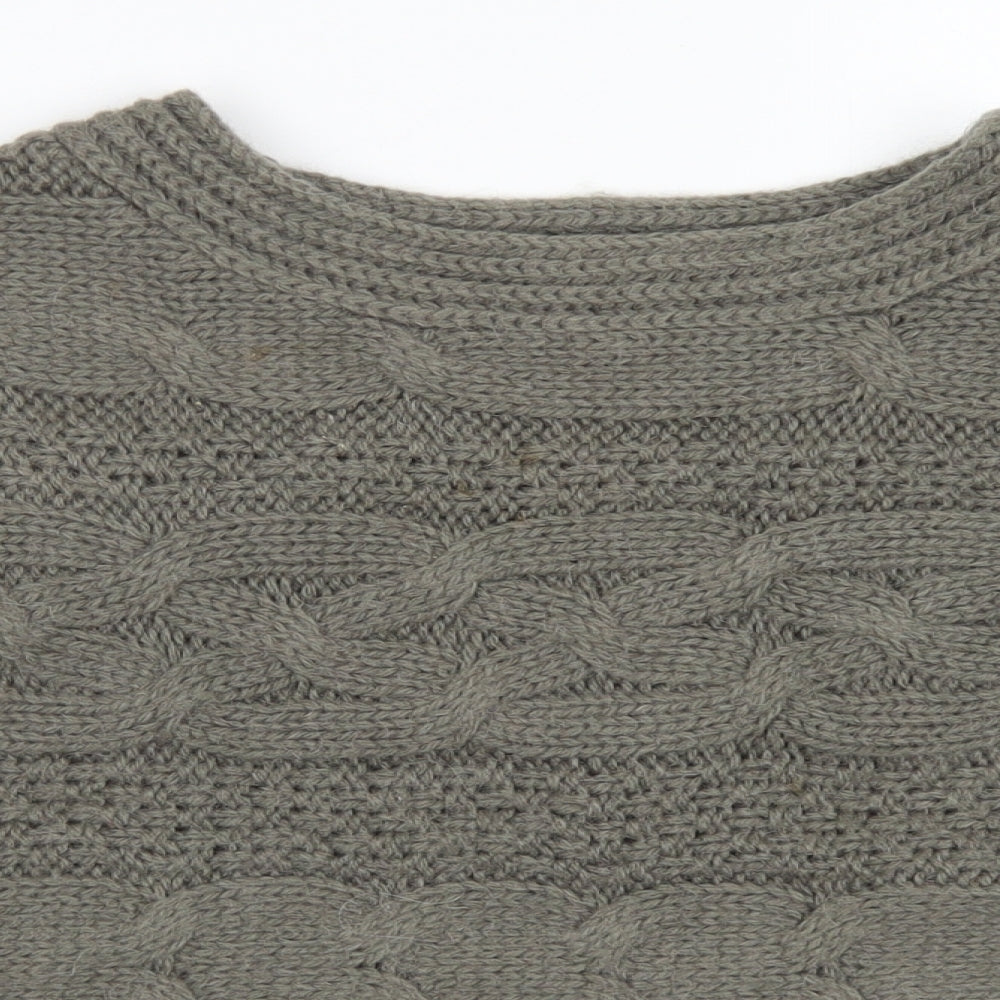 Marks & Spencer Womens Green Round Neck  Acrylic Pullover Jumper Size 14   - Cropped