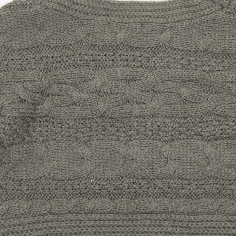 Marks & Spencer Womens Green Round Neck  Acrylic Pullover Jumper Size 14   - Cropped