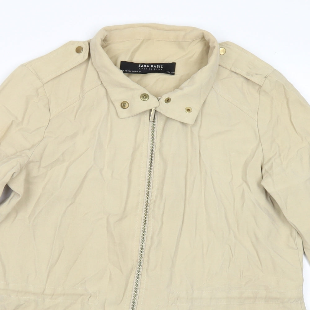Zara Womens Beige   Jacket  Size XS  Zip