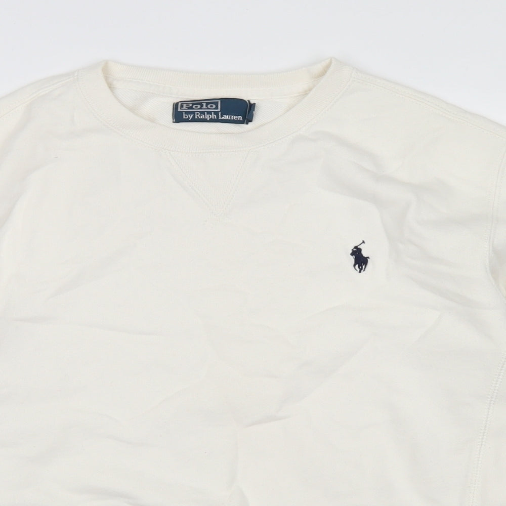 Polo by Ralph Lauren Womens White  Cotton Pullover Sweatshirt Size M