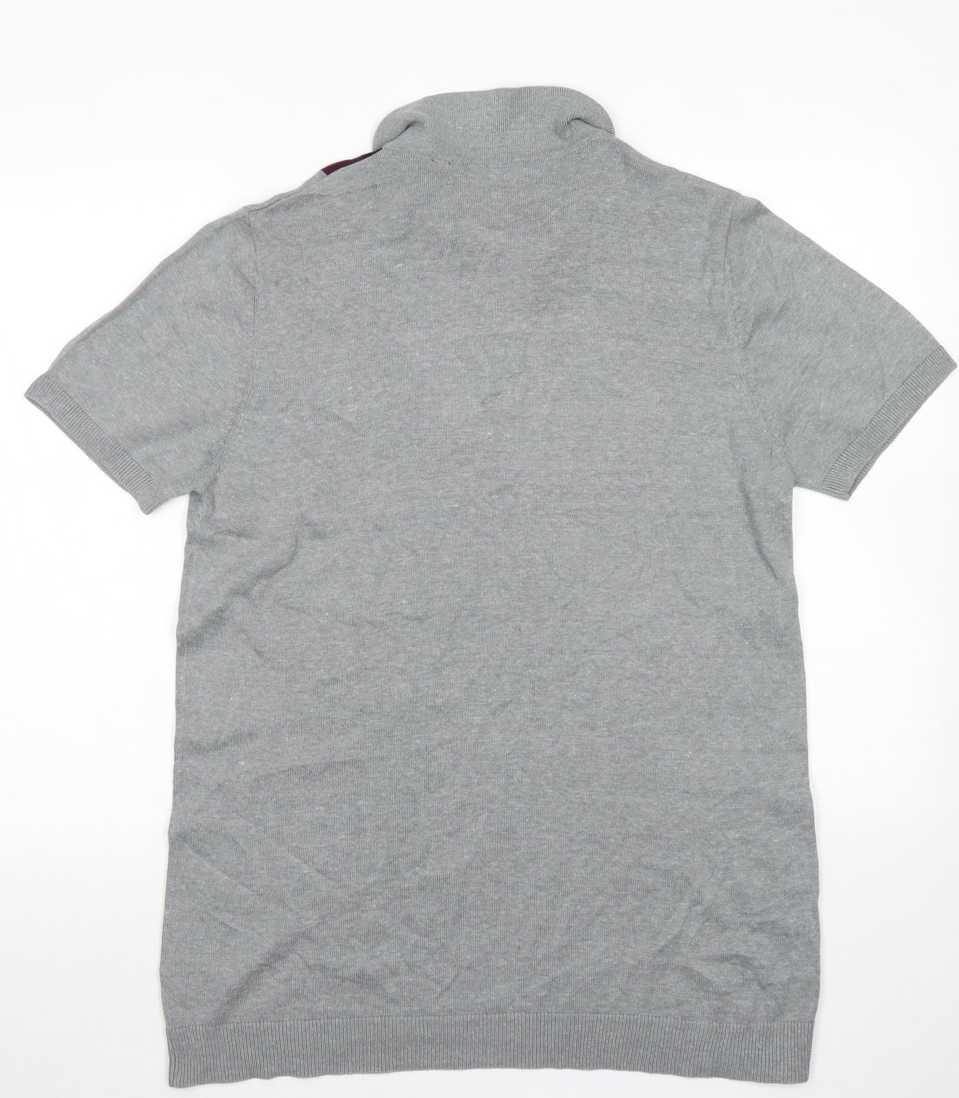 Brave Soul Mens Grey Colourblock Cotton  Polo Size M Collared Button