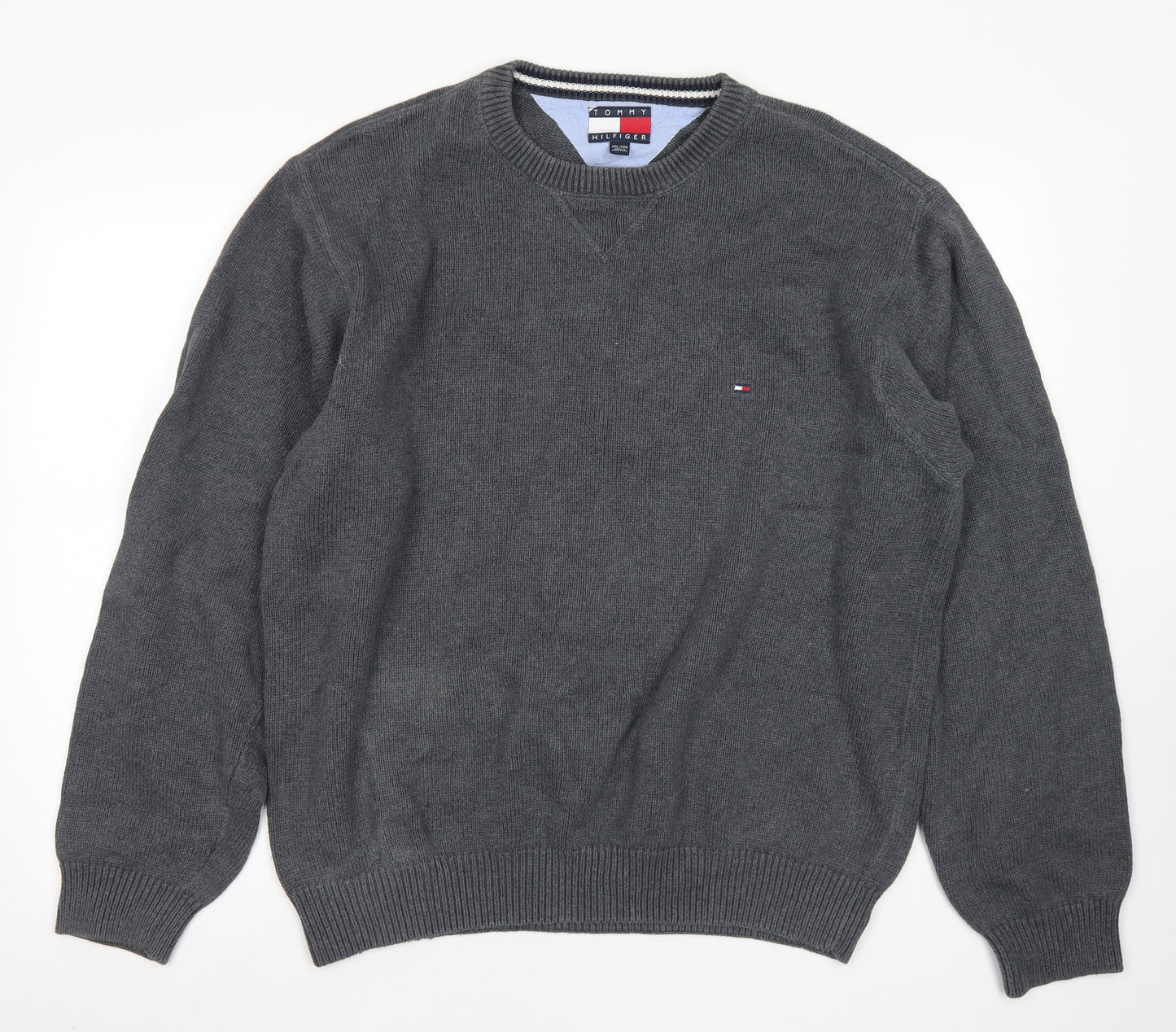 Tommy Hilfiger Mens Grey Crew Neck  Cotton Pullover Jumper Size 2XL