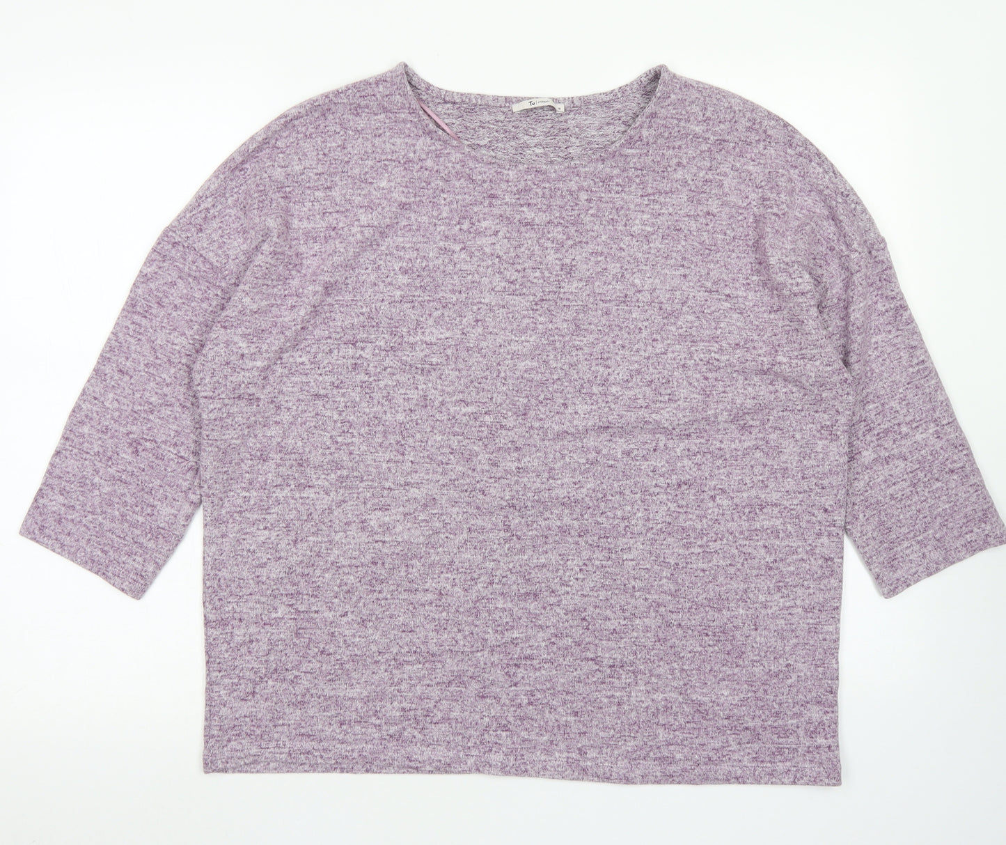 TU Womens Purple  Viscose Basic T-Shirt Size 16 Round Neck