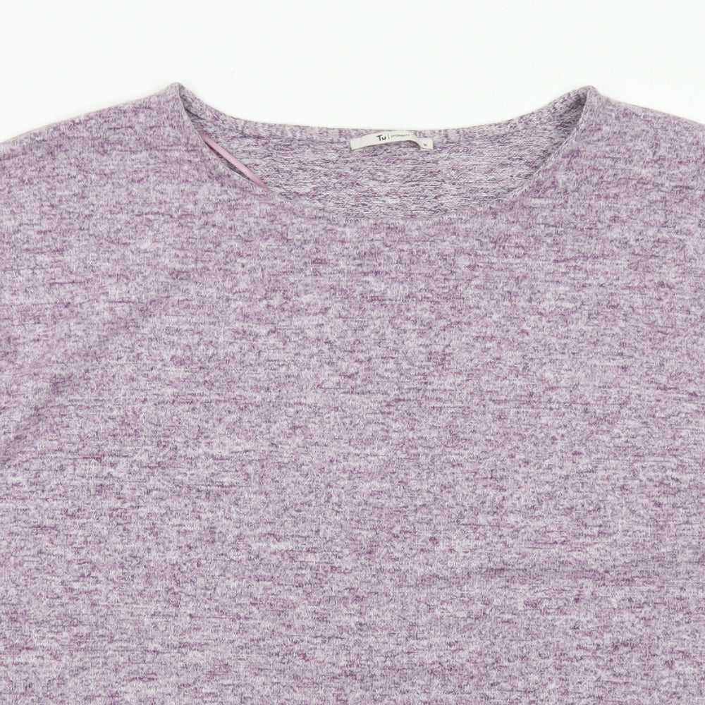 TU Womens Purple  Viscose Basic T-Shirt Size 16 Round Neck