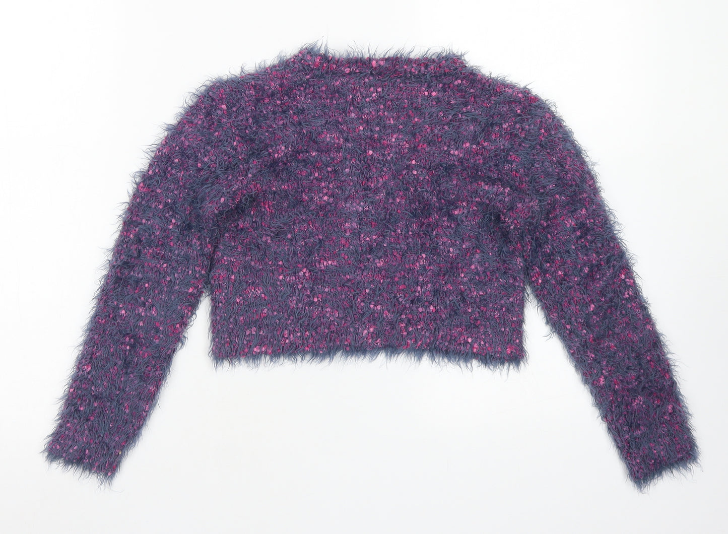 Miss E-vie Girls Purple Crew Neck  Polyester Pullover Jumper Size 9-10 Years   - Cropped