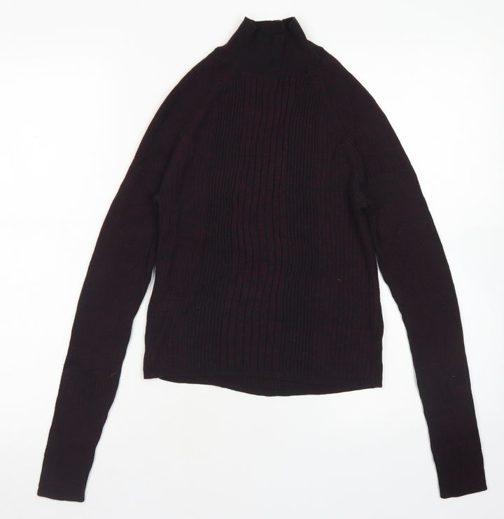New Look Womens Purple Mock Neck  Viscose Pullover Jumper Size 10