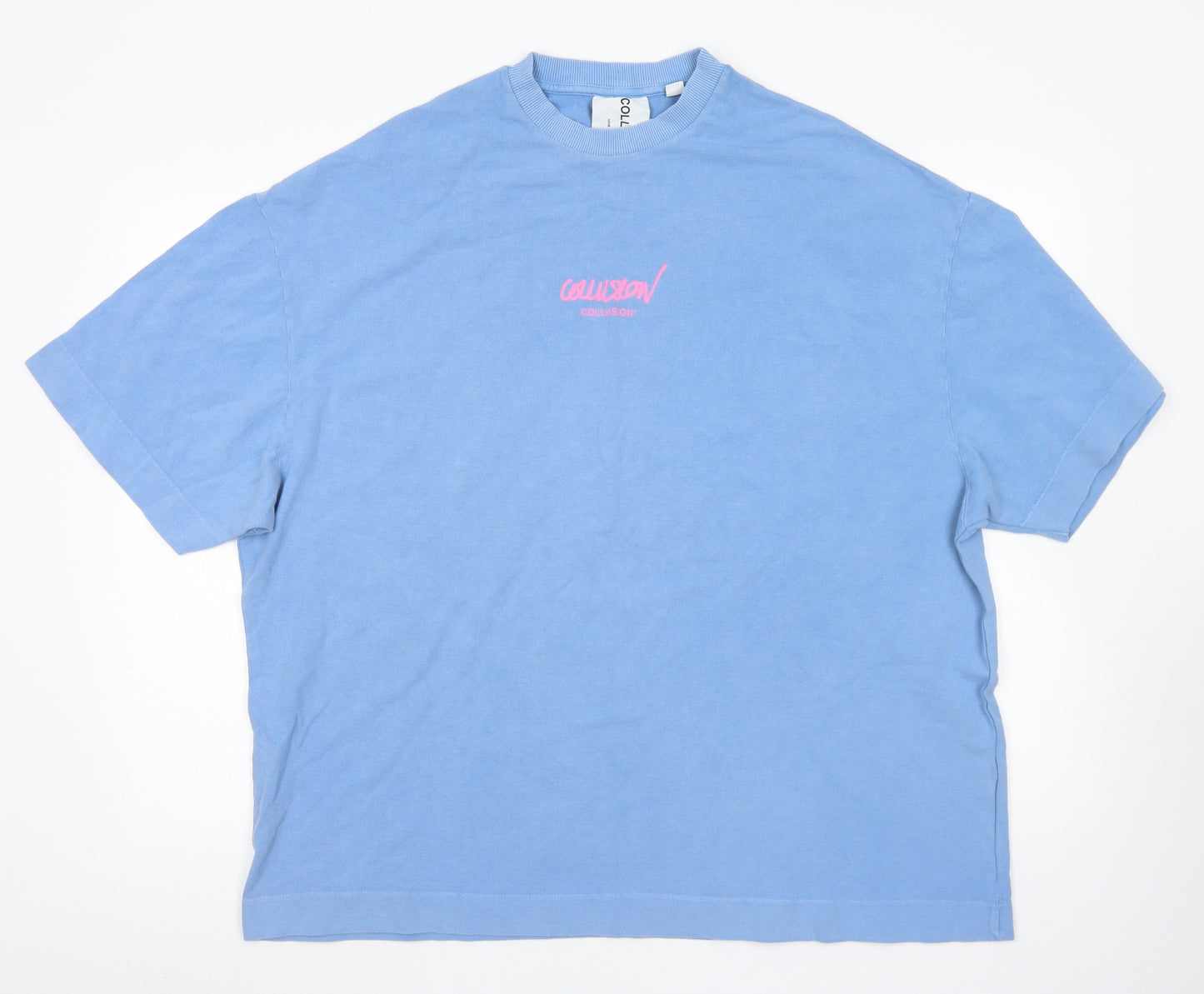 COLLUSION Mens Blue  Cotton  T-Shirt Size M Crew Neck