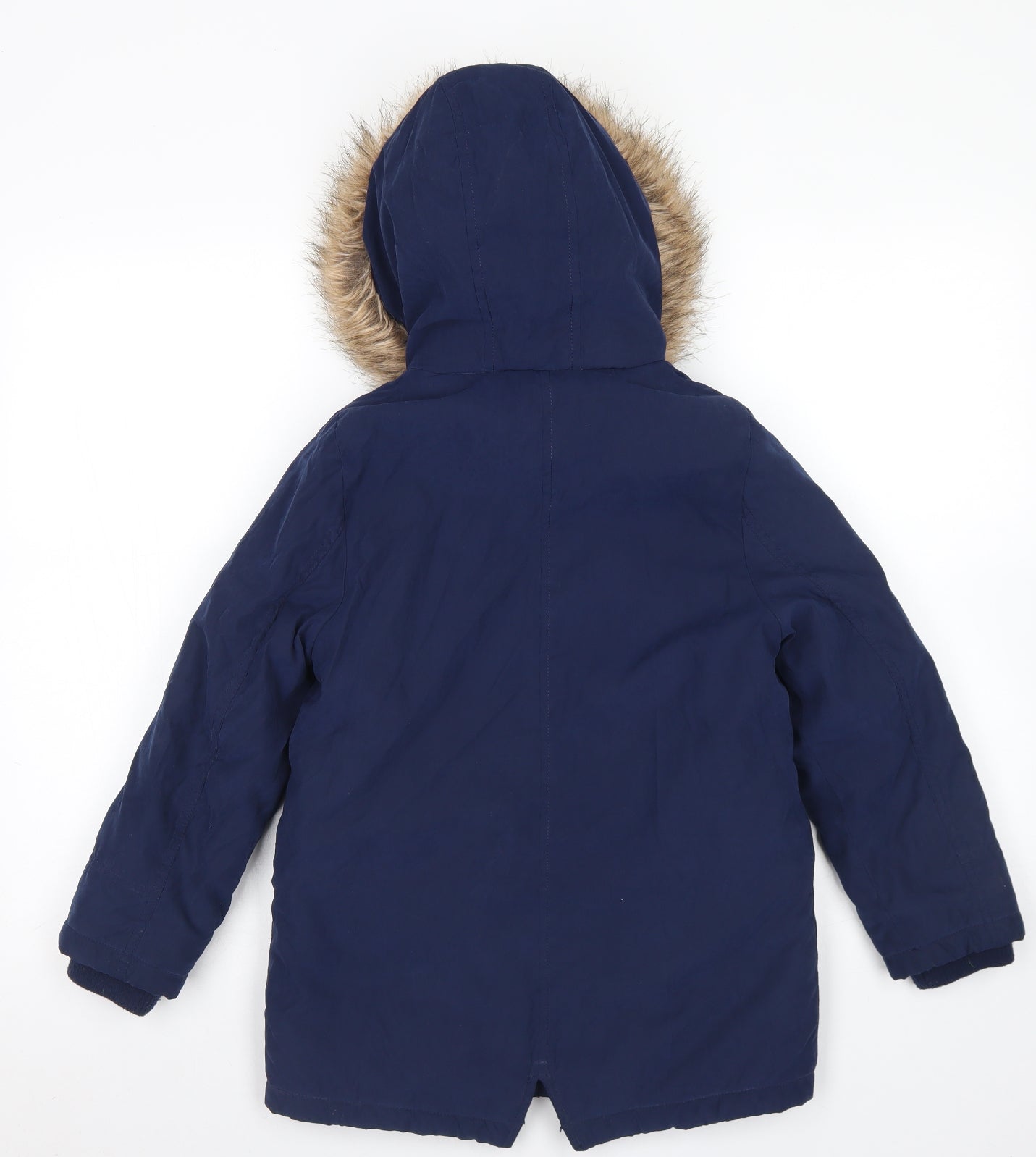 George Boys Blue   Parka Coat Size 7-8 Years  Zip - Fleece Lined