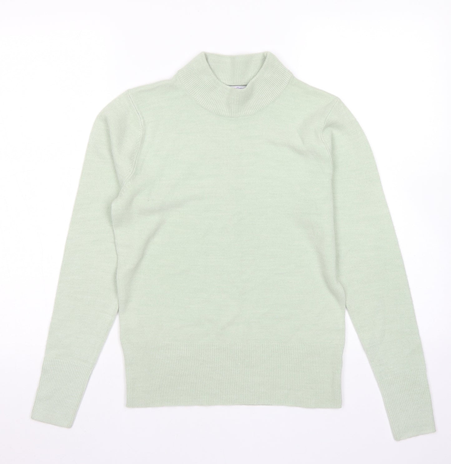 Papaya Womens Green Mock Neck  Acrylic Pullover Jumper Size 10