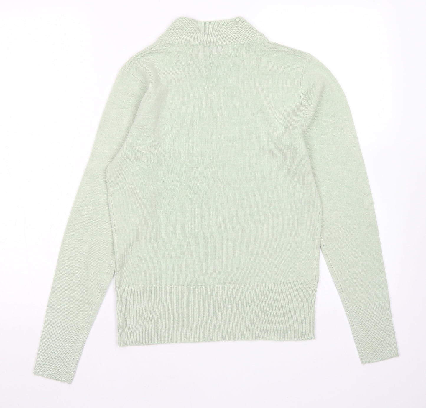 Papaya Womens Green Mock Neck  Acrylic Pullover Jumper Size 10