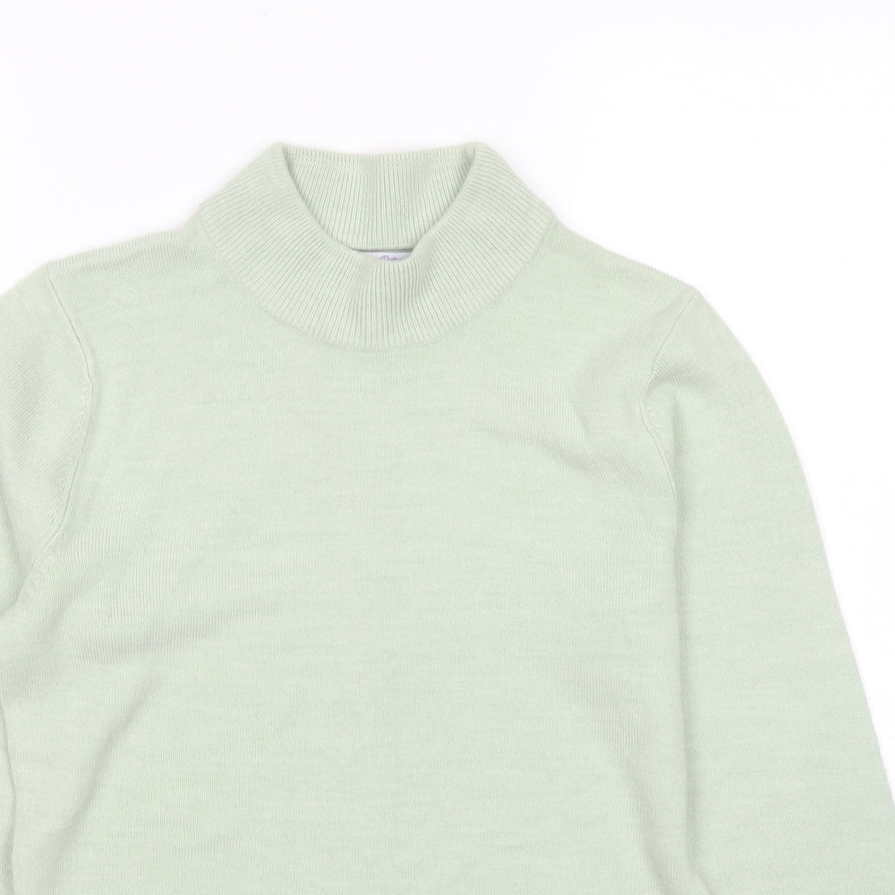 Papaya Womens Green Mock Neck  Acrylic Pullover Jumper Size 10