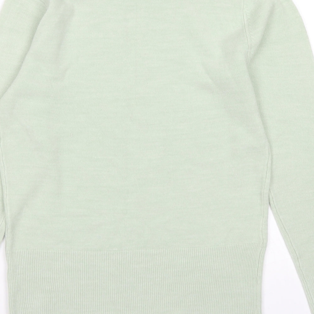 Papaya Womens Green Mock Neck  Acrylic Pullover Jumper Size 10